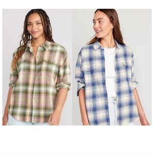 2 Tall Old Navy Loose Boyfriend Flannels Bundle